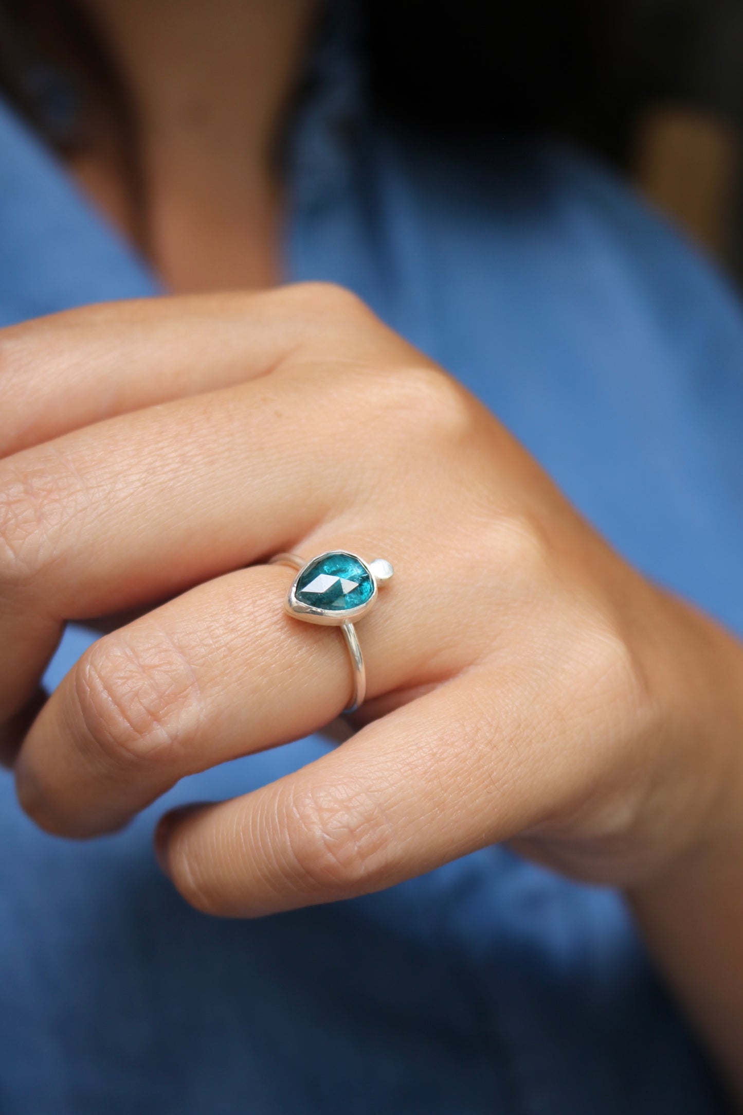 Bague Néréide - Kyanite & Argent - Taille ajustable