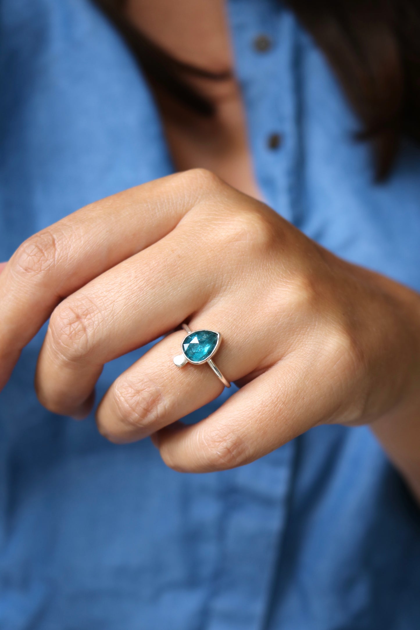 Bague Néréide - Kyanite & Argent - Taille ajustable