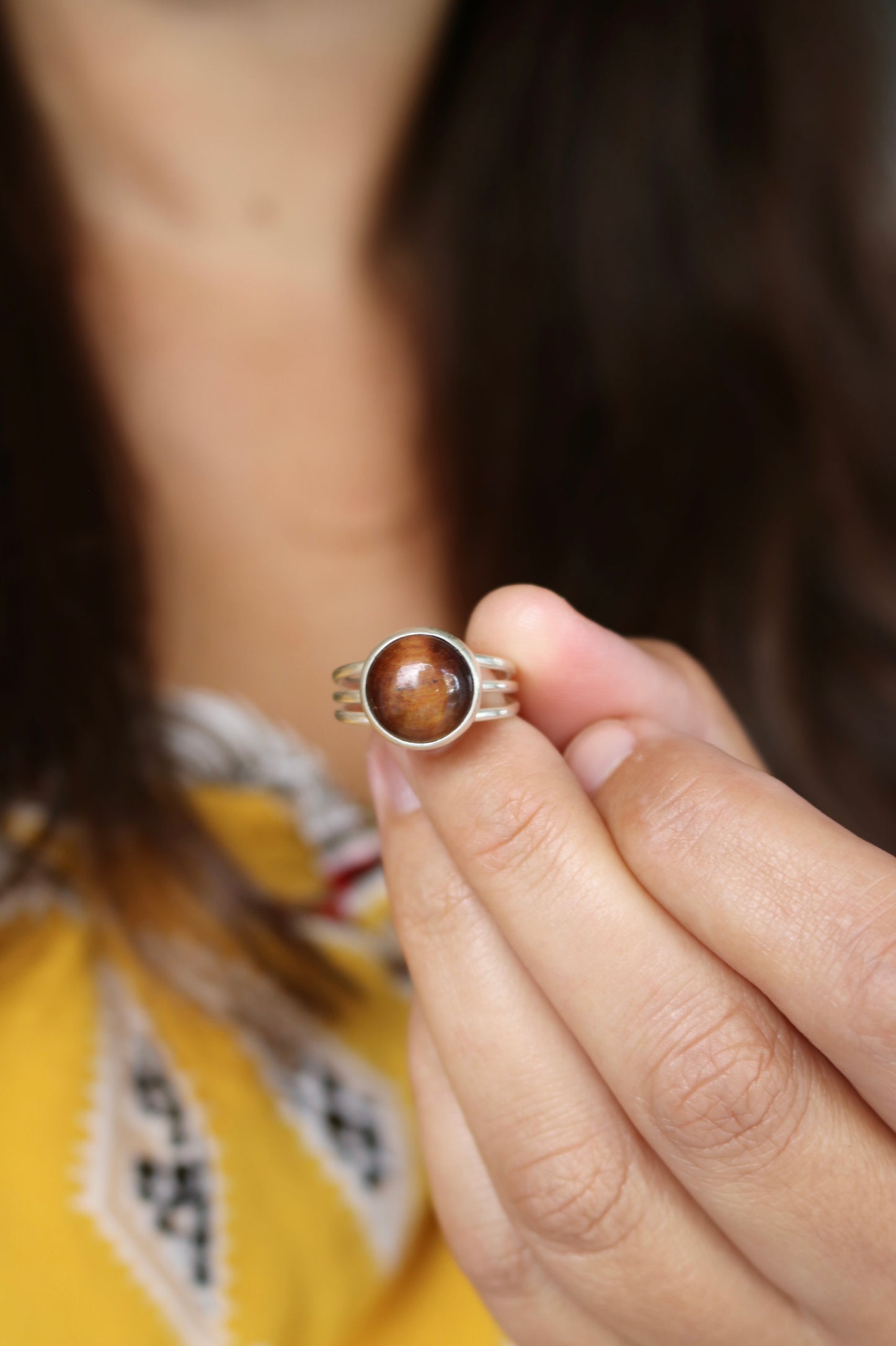 Bague - Talisman Guérison - Pierre Oeil de tigre - Taille 53/54