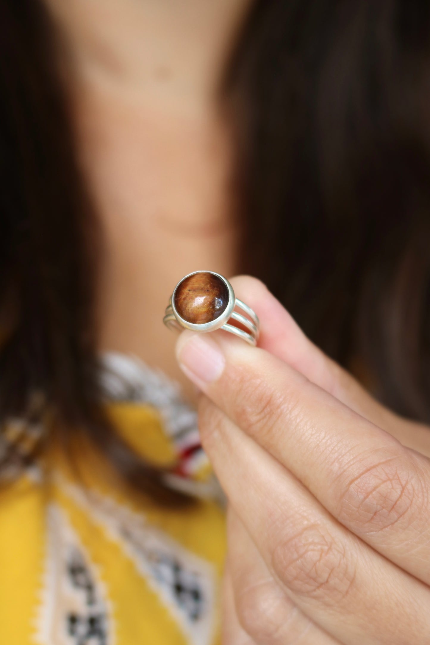 Bague - Talisman Guérison - Pierre Oeil de tigre - Taille 53/54