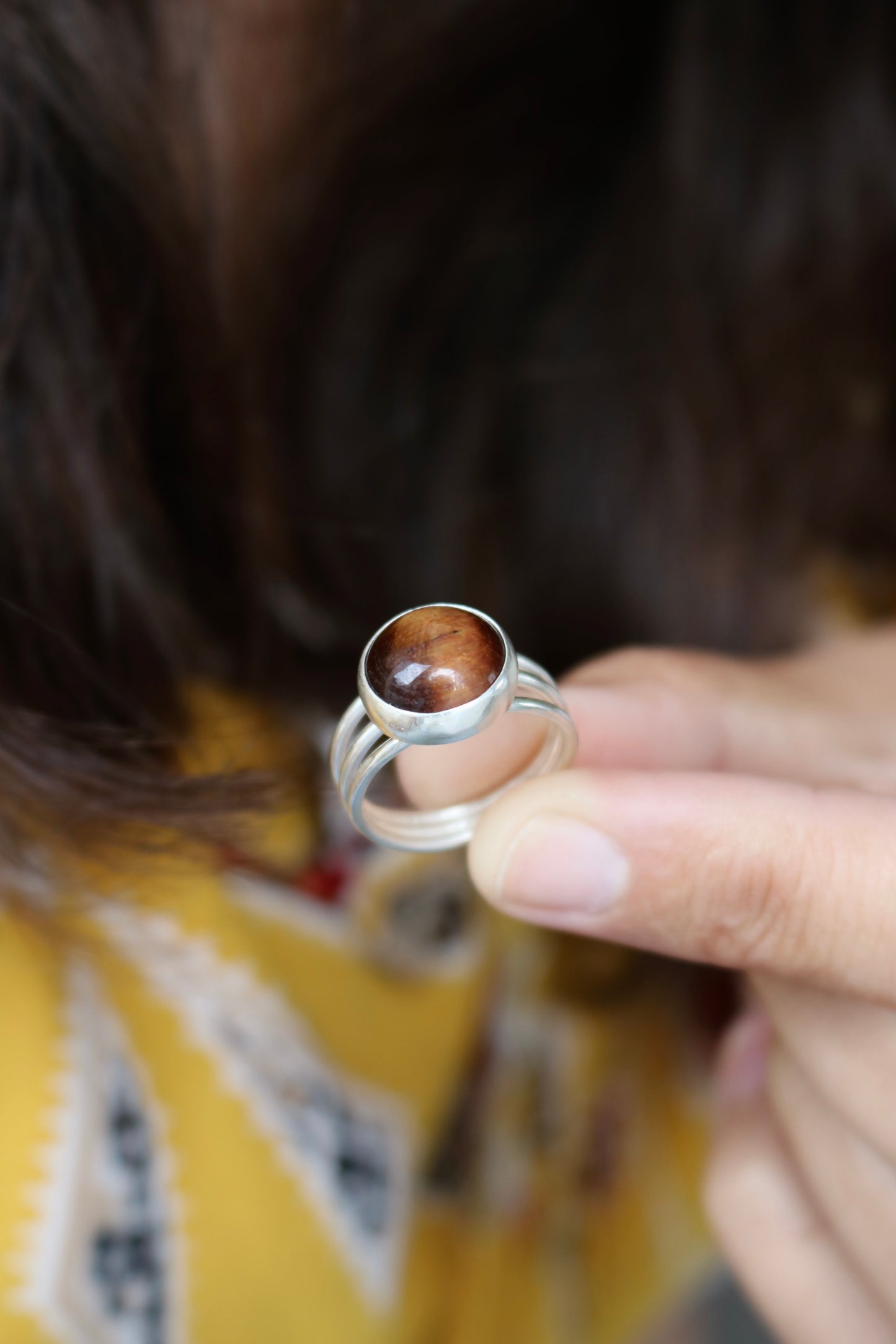Bague - Talisman Guérison - Pierre Oeil de tigre - Taille 53/54