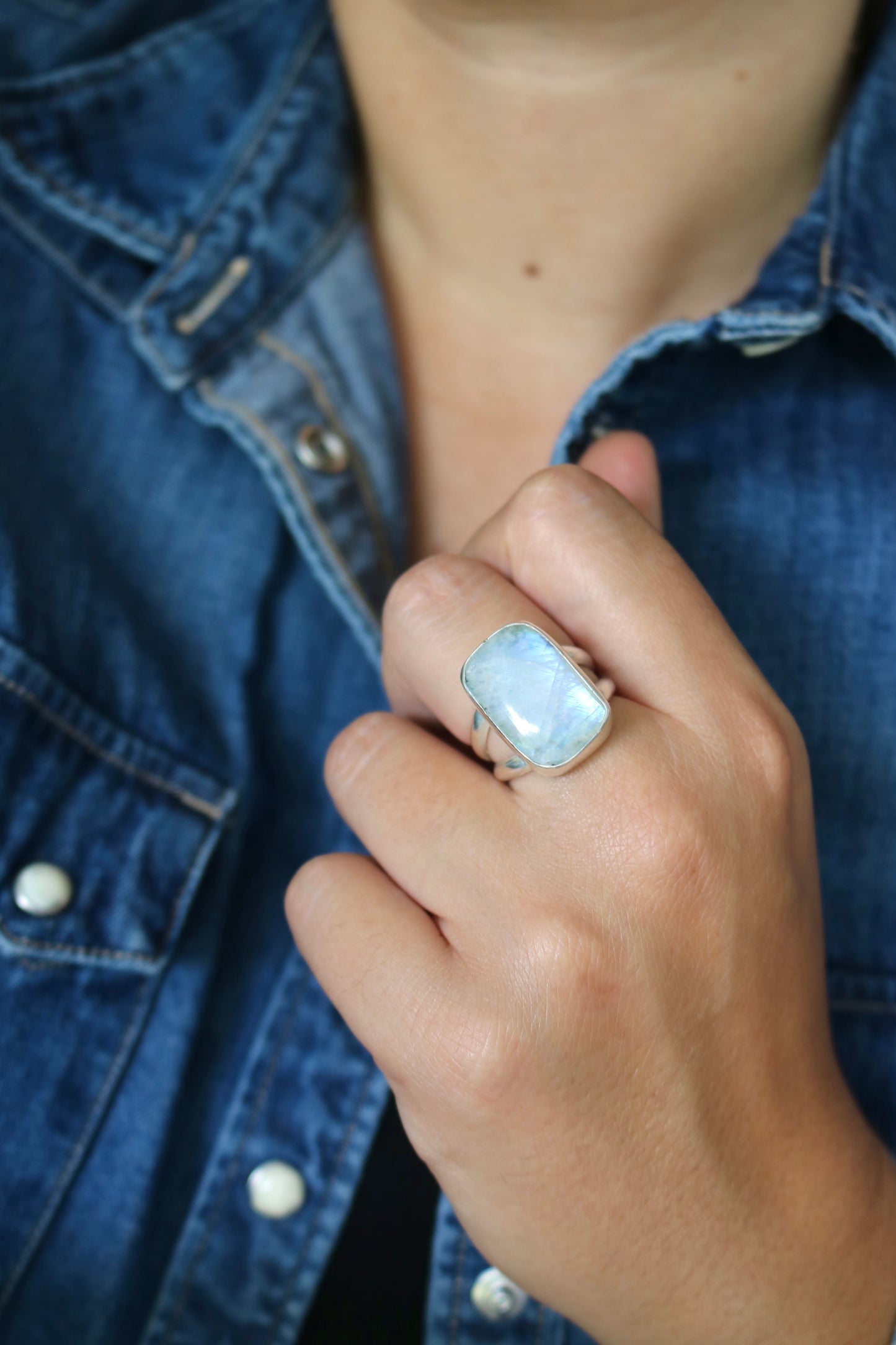 Bague - Talisman Intuition - Pierre de lune & Argent - Taille 59/60