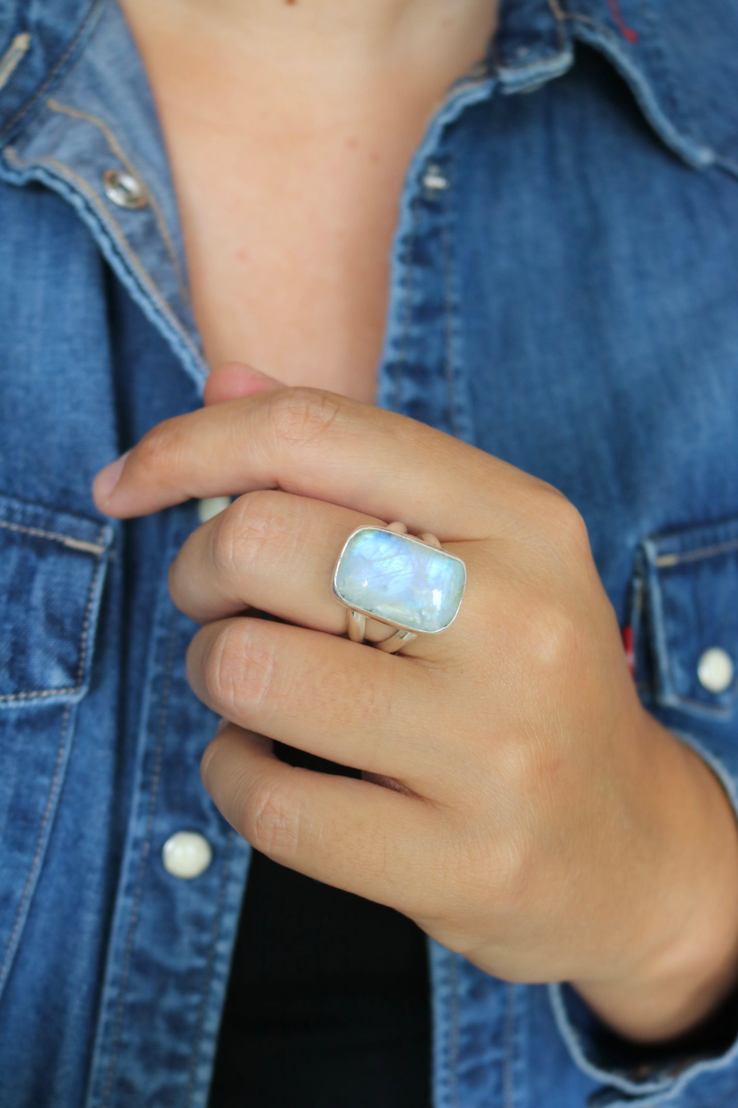 Bague - Talisman Intuition - Pierre de lune & Argent - Taille 59/60