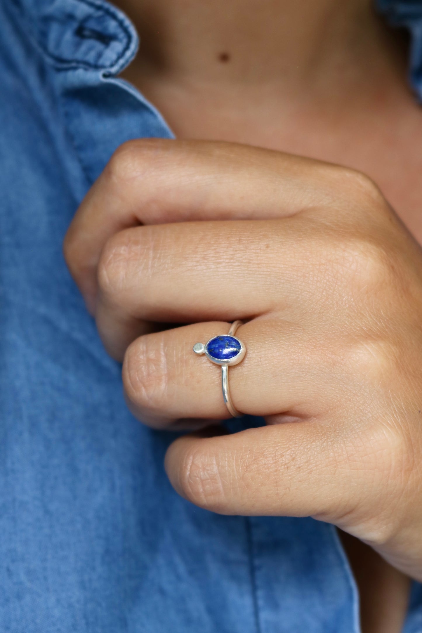 Bague Saphira - Lapis lazuli & Argent - Taille ajustable
