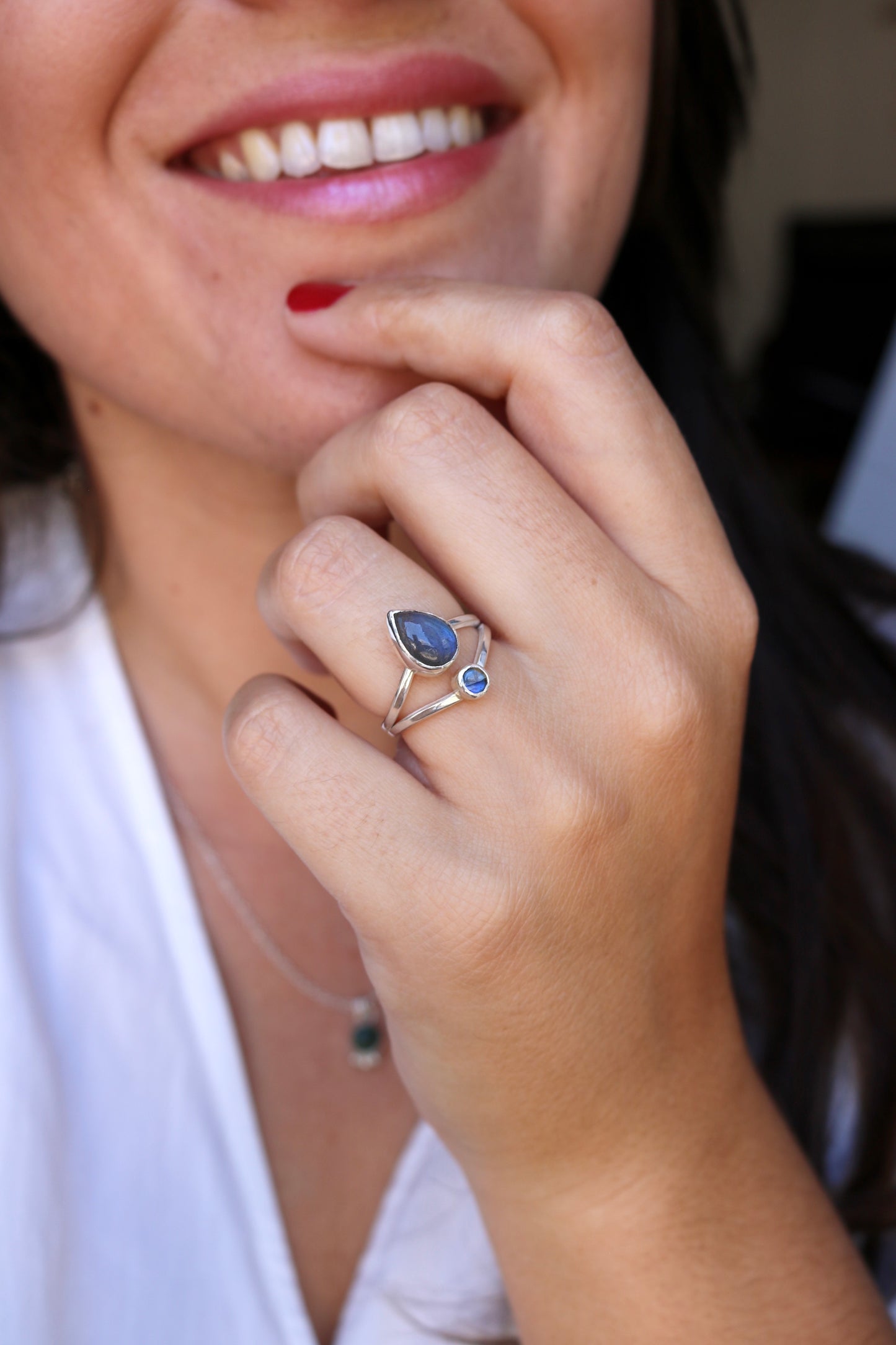 bague camille argent recylcé pierre labradorite naturelle '