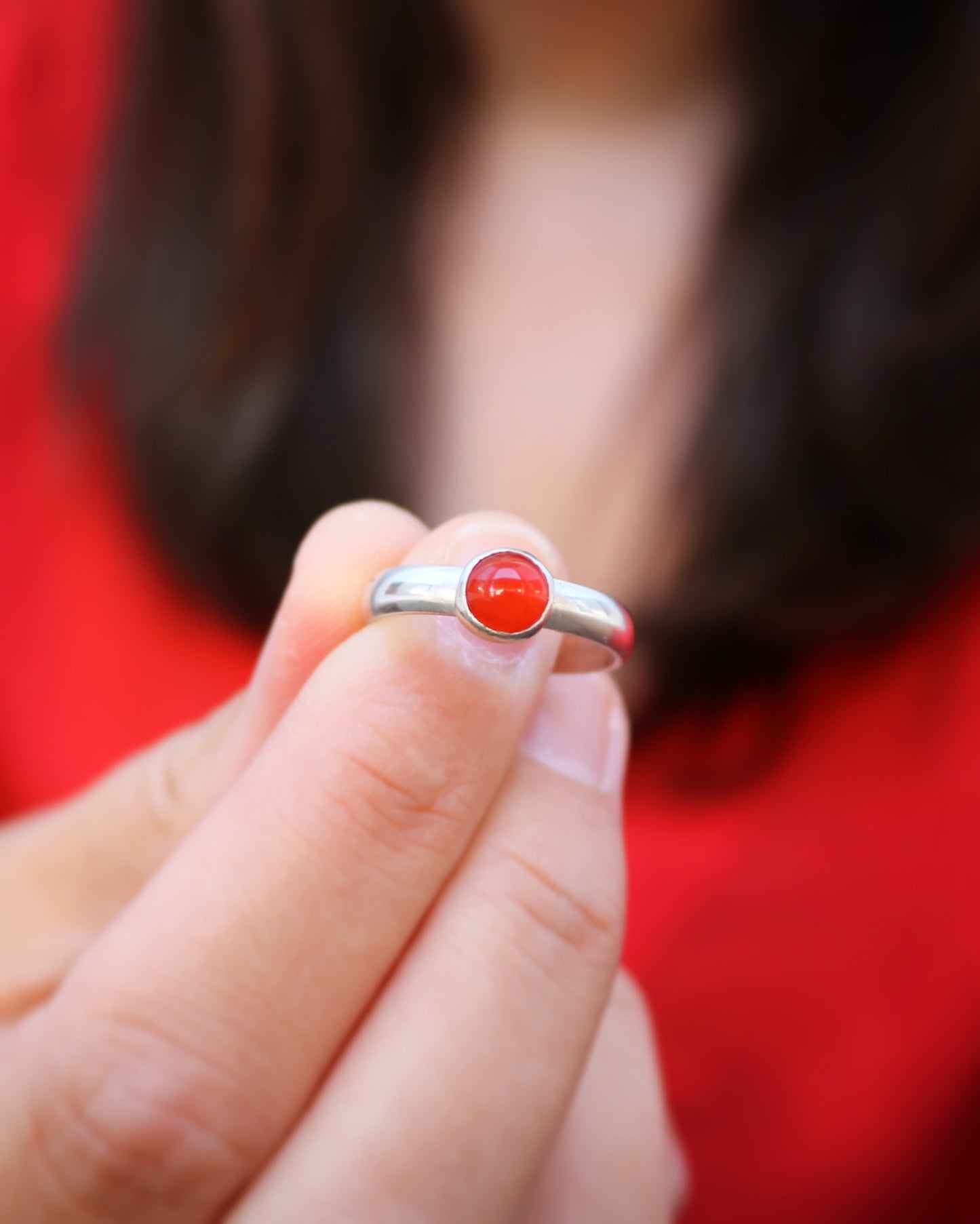 bague femme fatale rouge pierre cornaline lithothérapie naeco bijoux argent recyclé 3