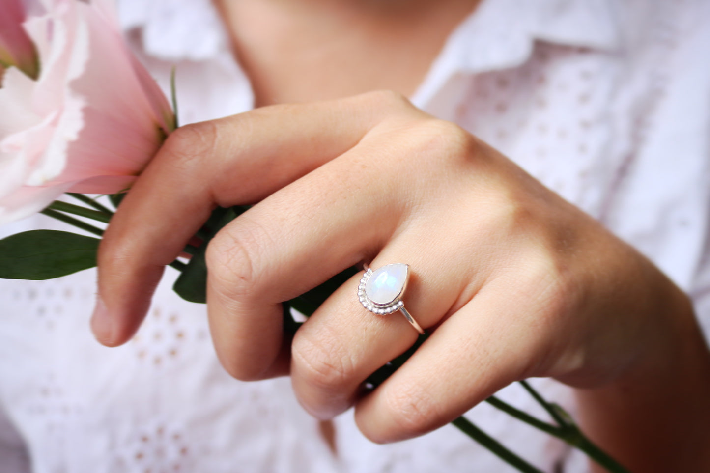 bague la douce naeco bijoux pierre de lune naturelle argent recyclé lithothérapie blanche18