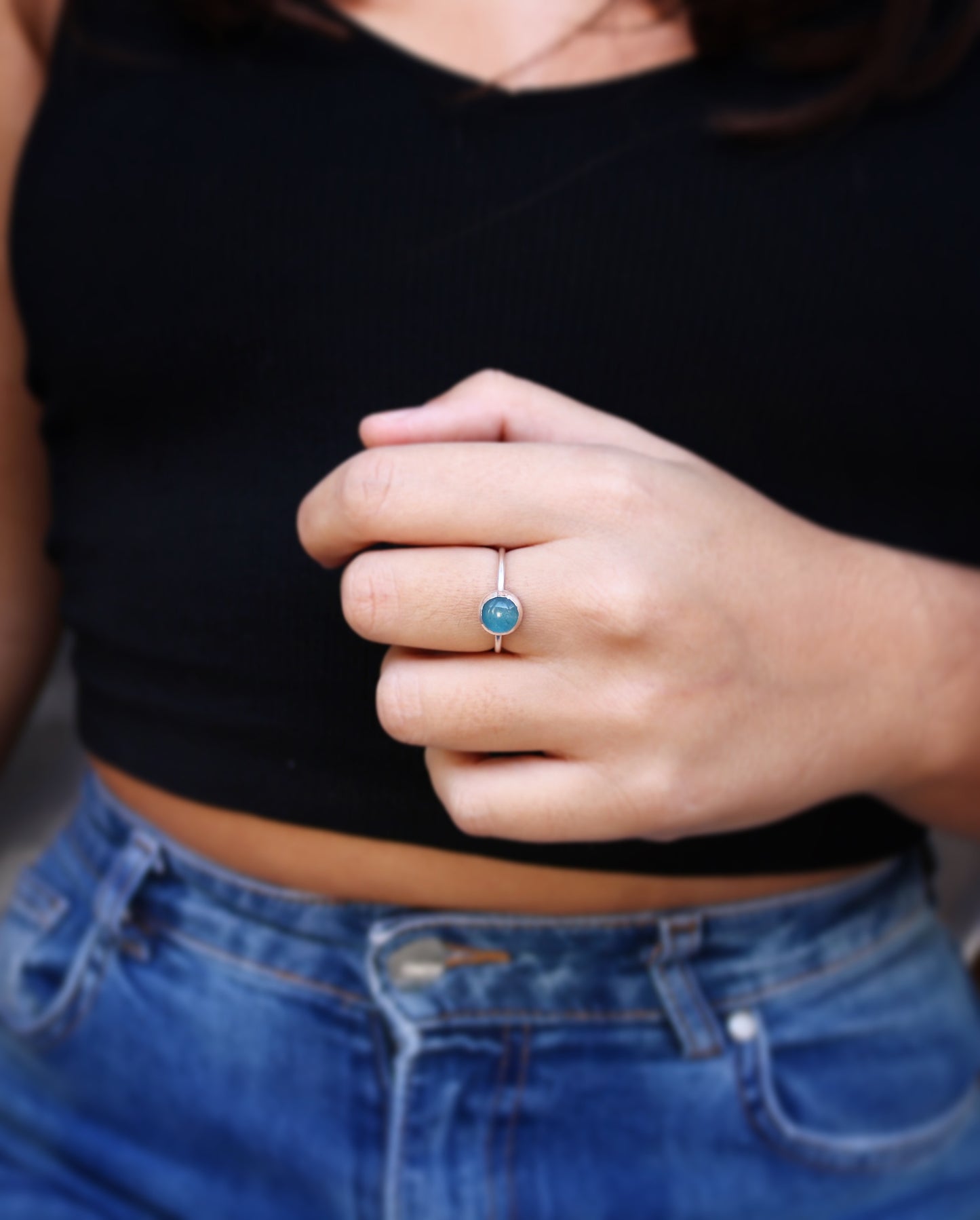 Bague la Sensible - Taille 58 - Aigue Marine & Argent 925