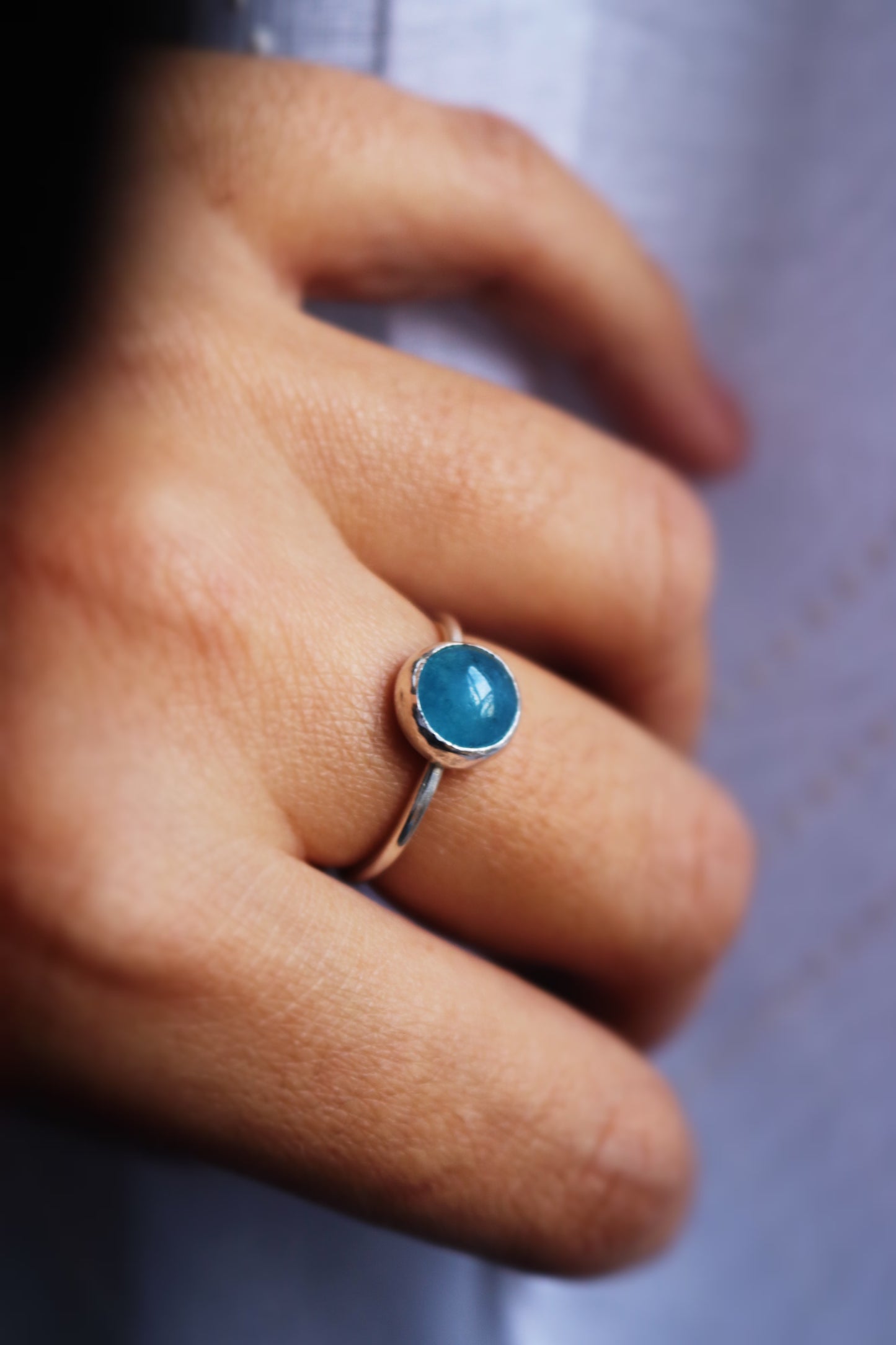 Bague la Sensible - Taille 58 - Aigue Marine & Argent 925