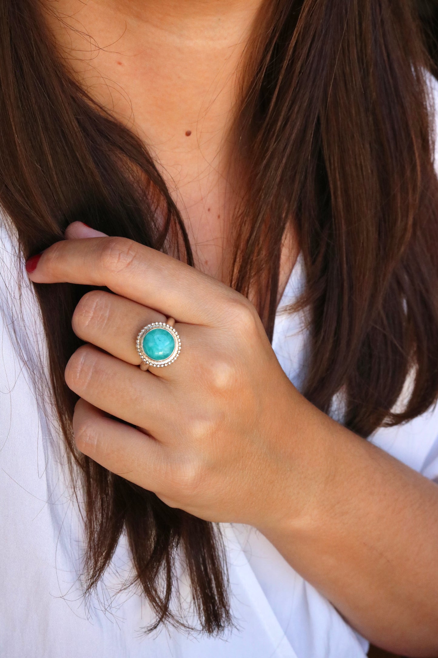 bague lauriane NAECO BIJOUX amazonite pierre naturelle argent recyclé 3