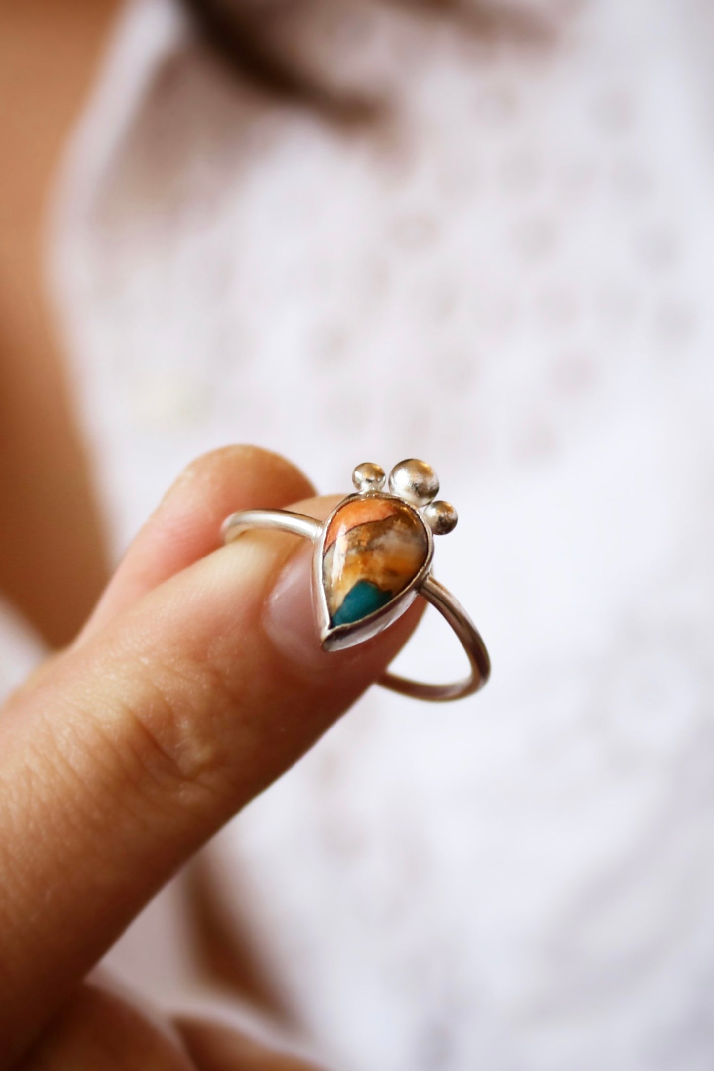 bague wonderwoman naeco bijoux orange bleu pierre turquoise mohave cuivrée lithothérapie argent recyclé