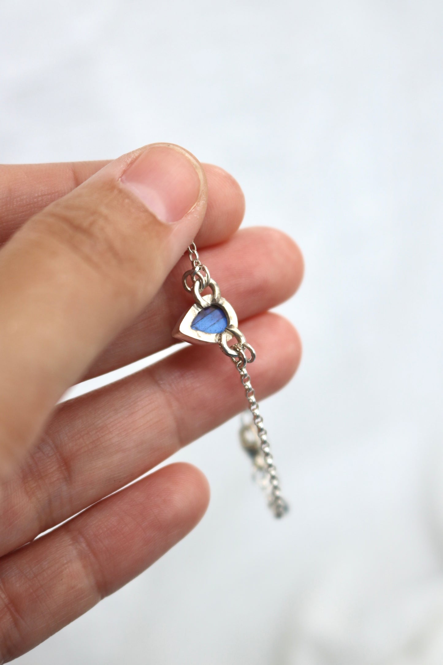 Bracelet Goutte d'océan - Labradorite allongée & Argent 925