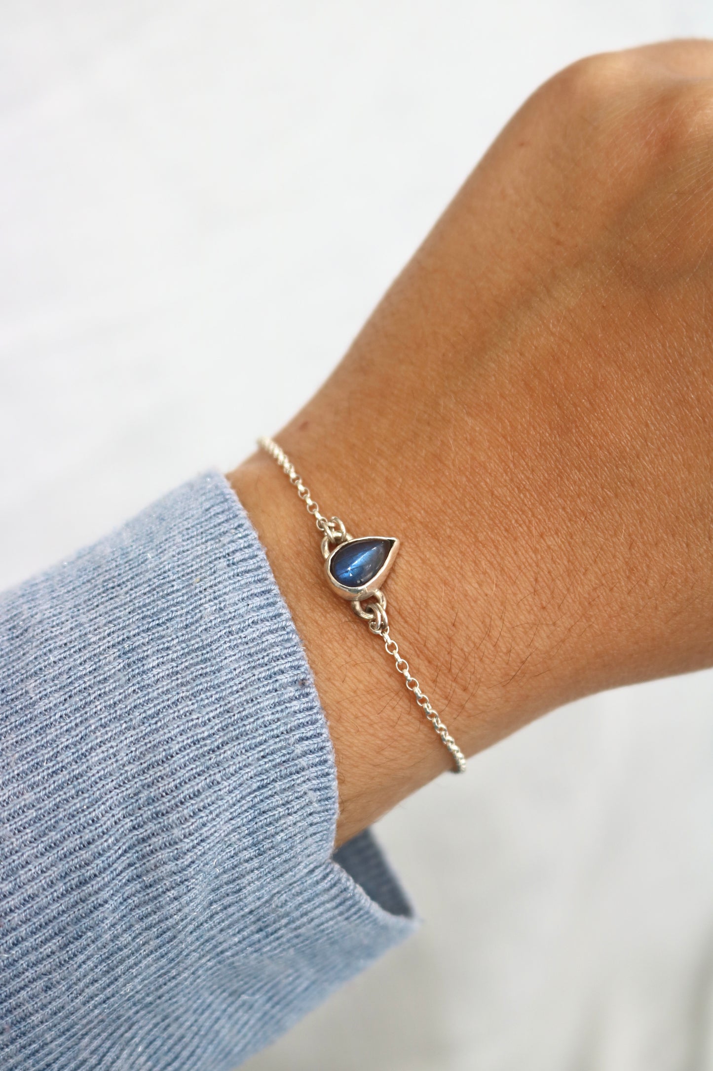 Bracelet Goutte d'océan - Labradorite allongée & Argent 925