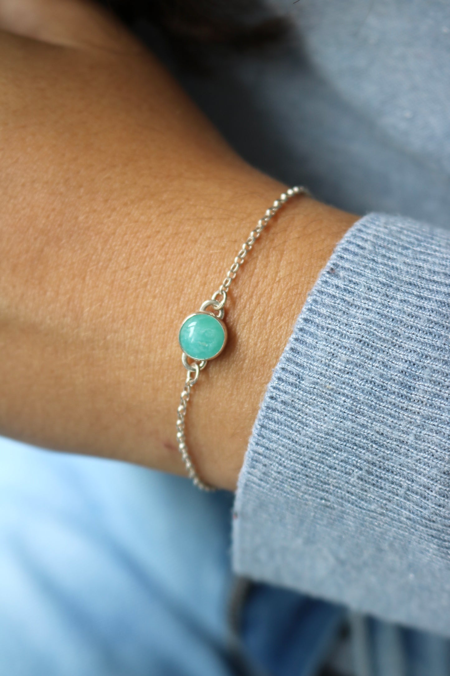 Bracelet simple - Amazonite (petite) et argent 925