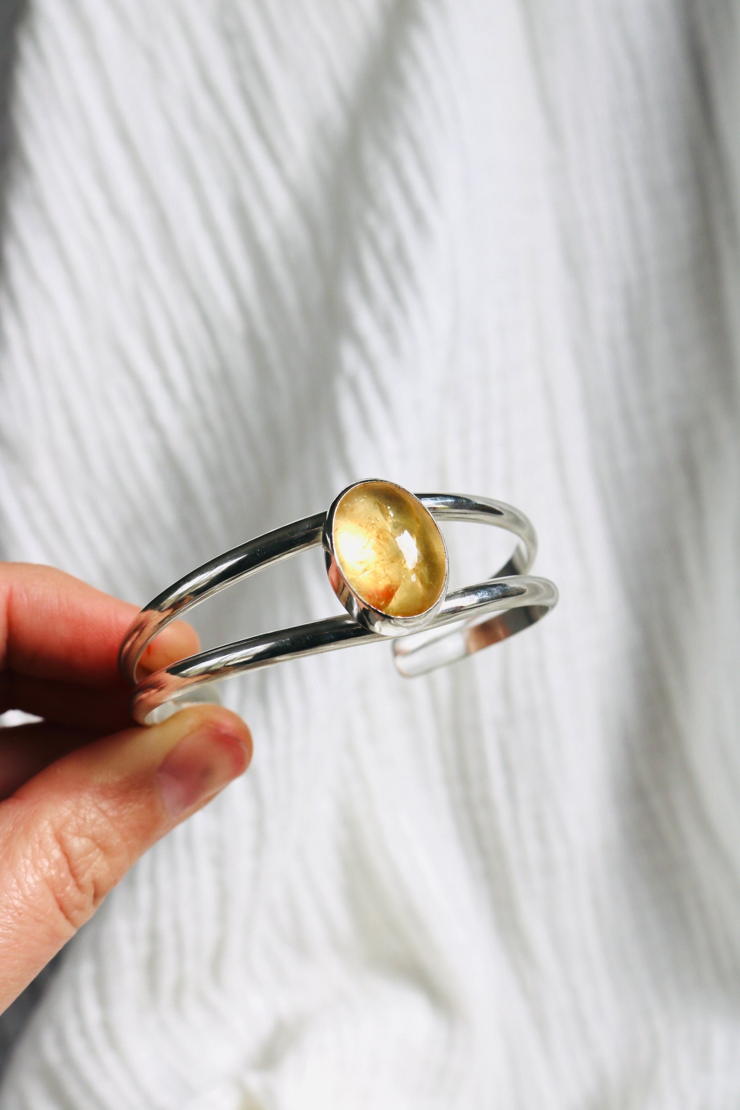 bracelet jonc citrine jaune soleil argent naeco bijoux