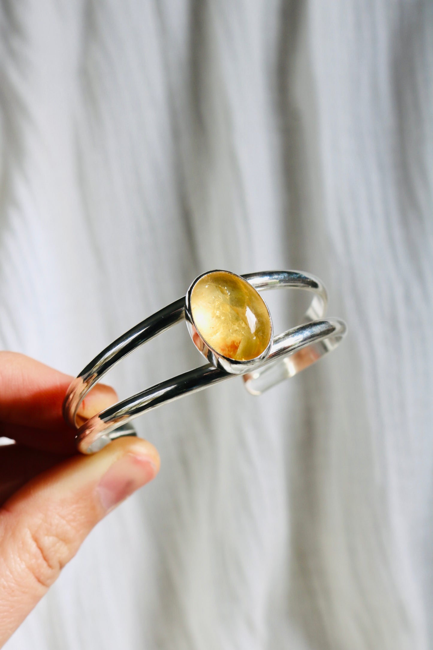 bracelet jonc citrine jaune soleil argent naeco bijoux