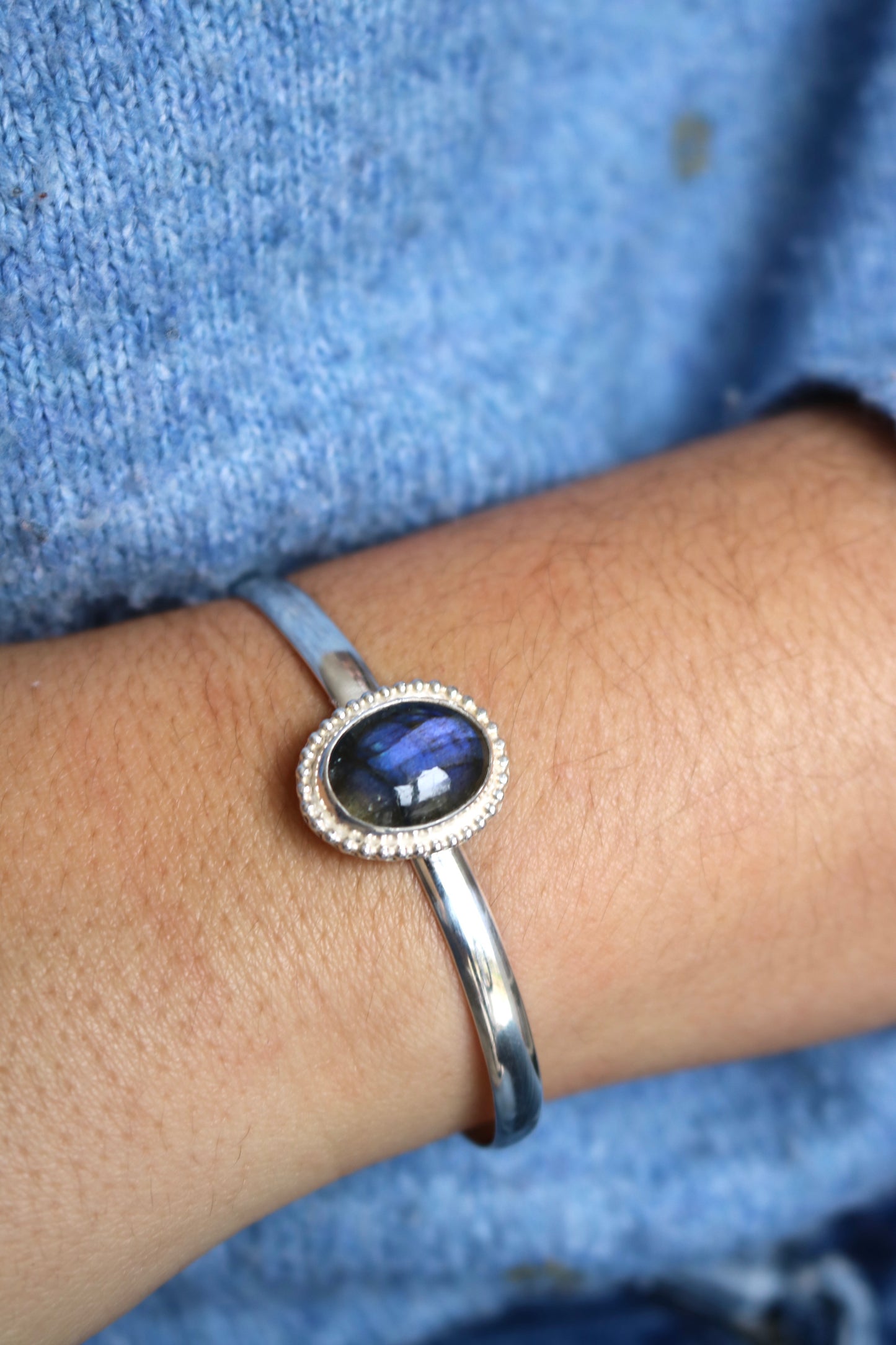 bracelet jonc labradorite bleu argent naeco bijoux