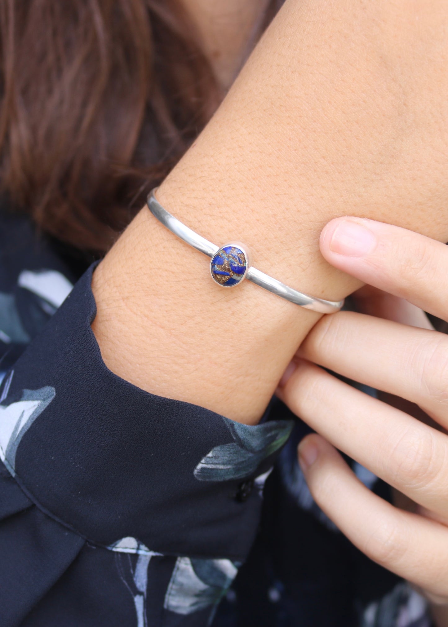 bracelet jonc la confiante naeco bijoux lapis lazuli cuivré argent recyclé lithothérapie pierre naturelle 2