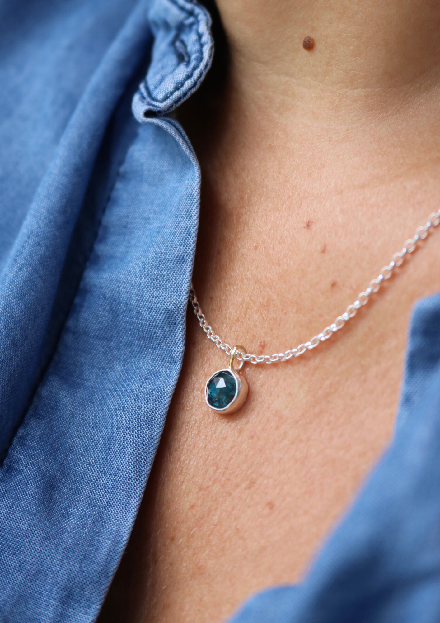 Collier Perle d'eau - Kyanite & Argent 925