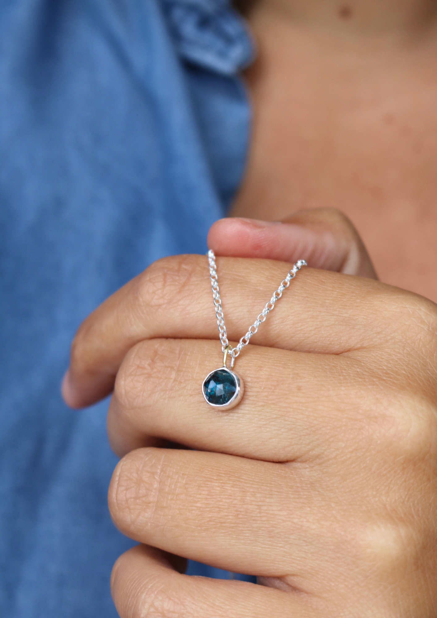 Collier Perle d'eau - Kyanite & Argent 925