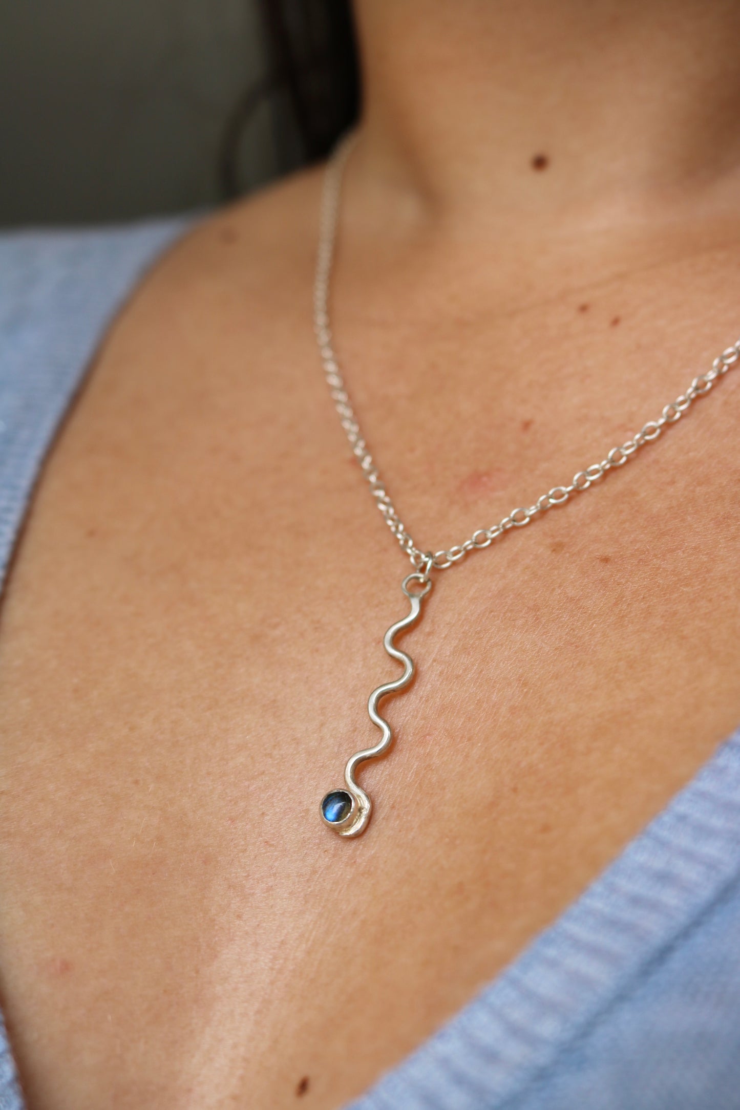 collier sirène labradorite vague ocean naeco bijoux argent 925 collier pendentif
