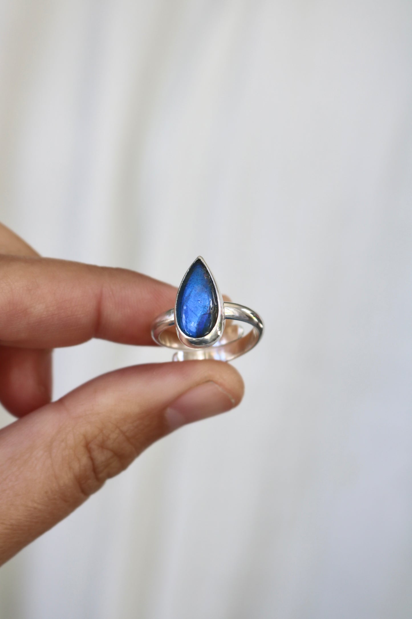 Bague pureté - Labradorite & argent - Taille ajustable