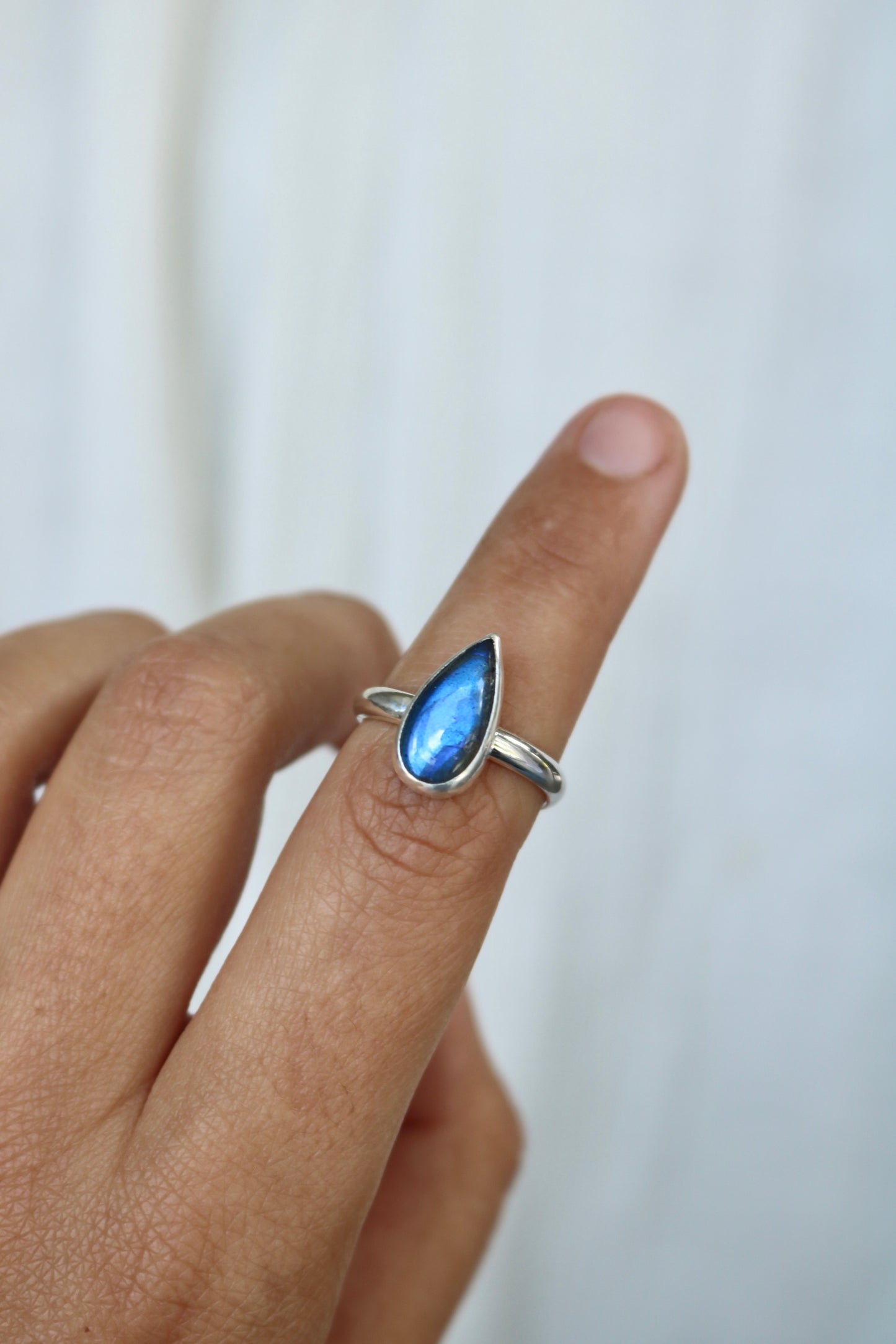 Bague pureté - Labradorite & argent - Taille ajustable