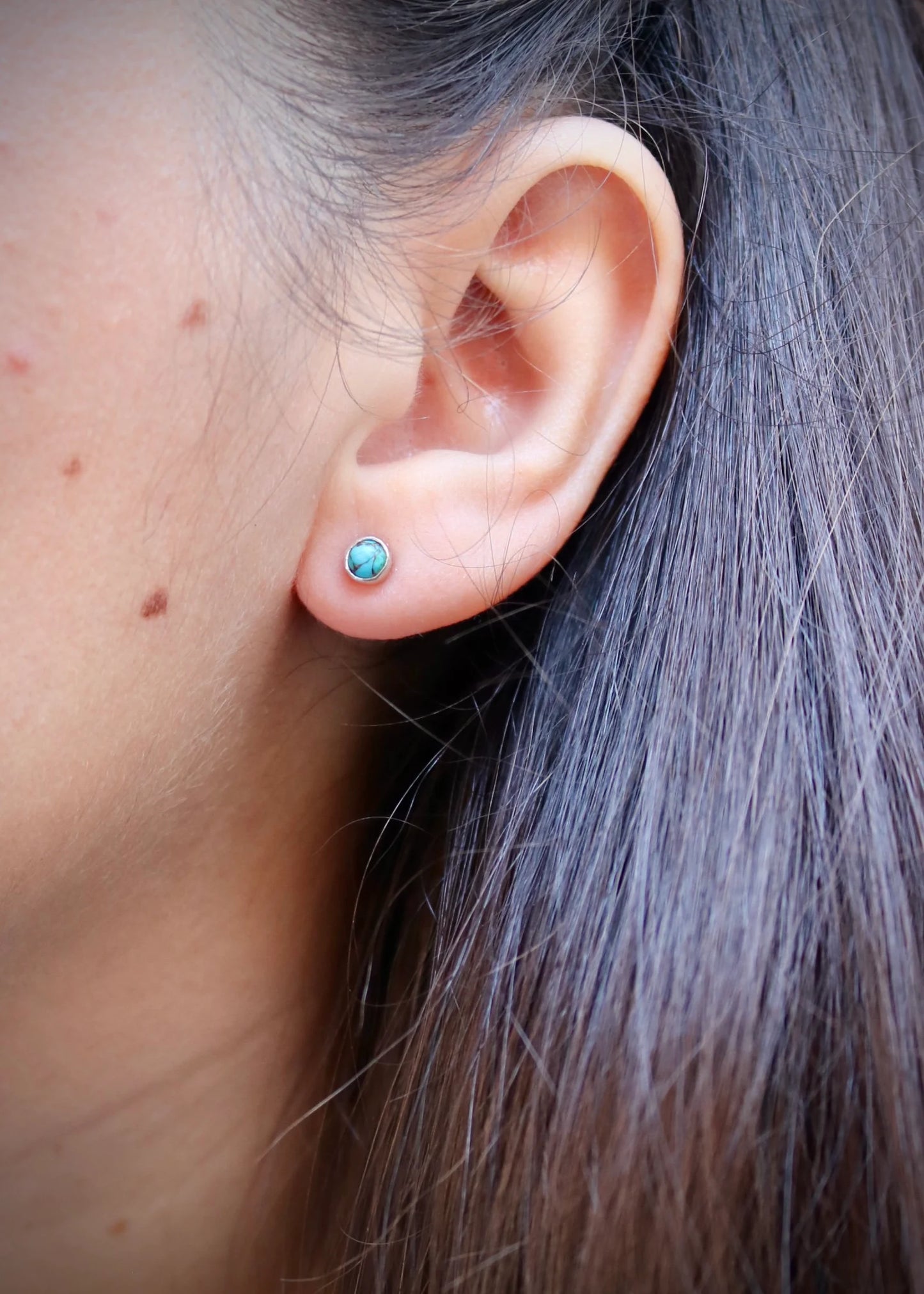 Boucles d'oreilles porte bonheur turquoise pierre naturelle lithothérapie naeco bijoux argent recyclé