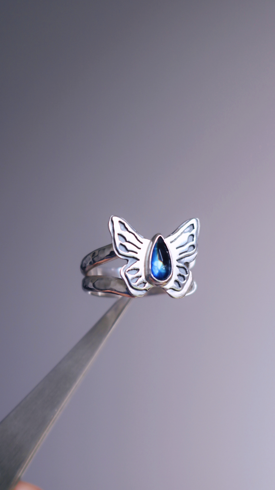 Bague - Papillon Monarque - Labradorite - Taille 60/61