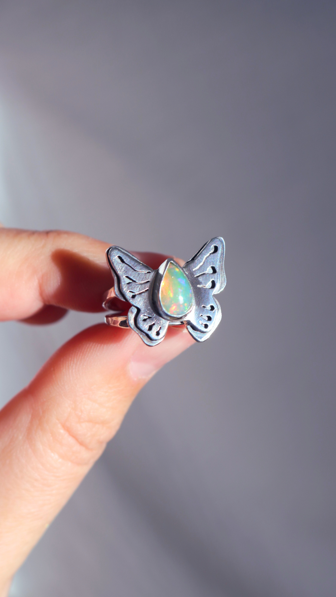 Bague - Papillon L'Envolée - Opale welo - Taille ajustable