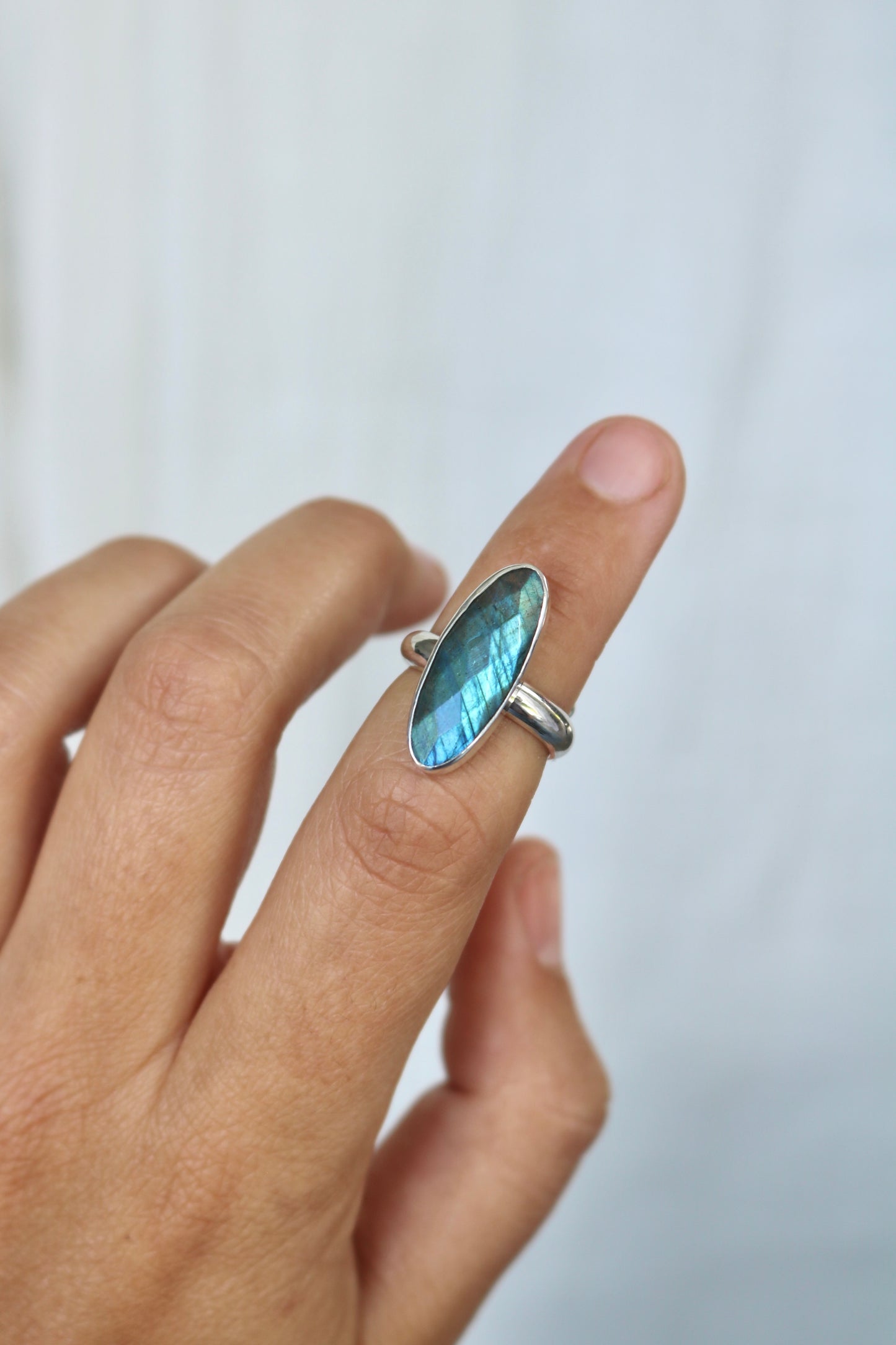 Bague expansion - Labradorite & argent - Taille ajustable