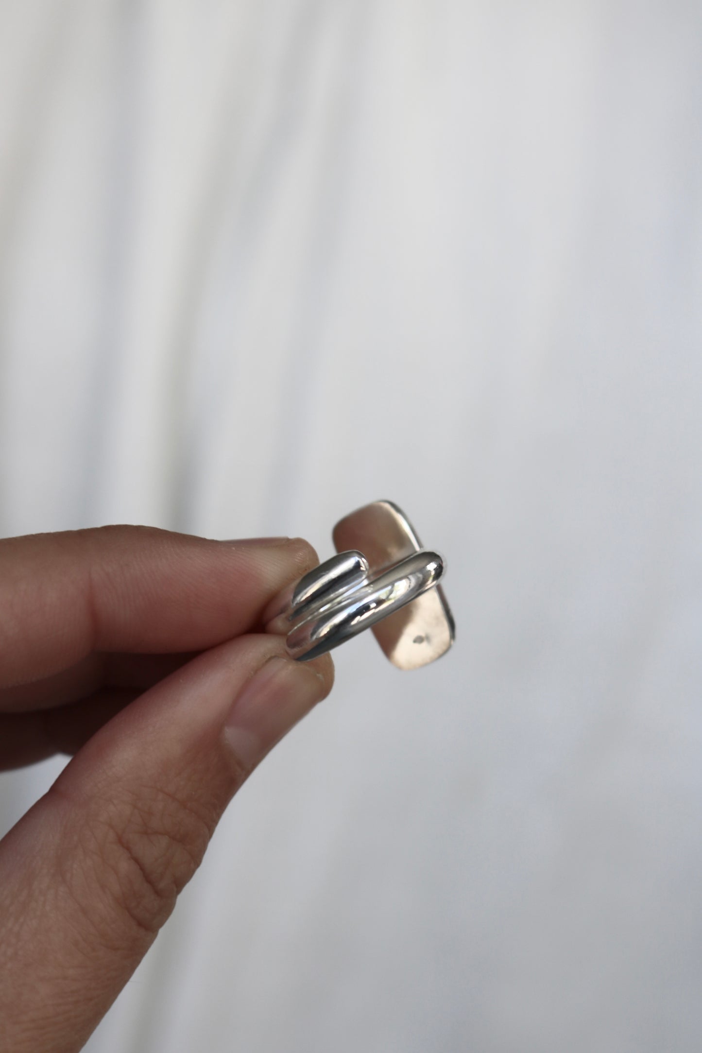 Bague ancrage - Labradorite & argent - Taille ajustable
