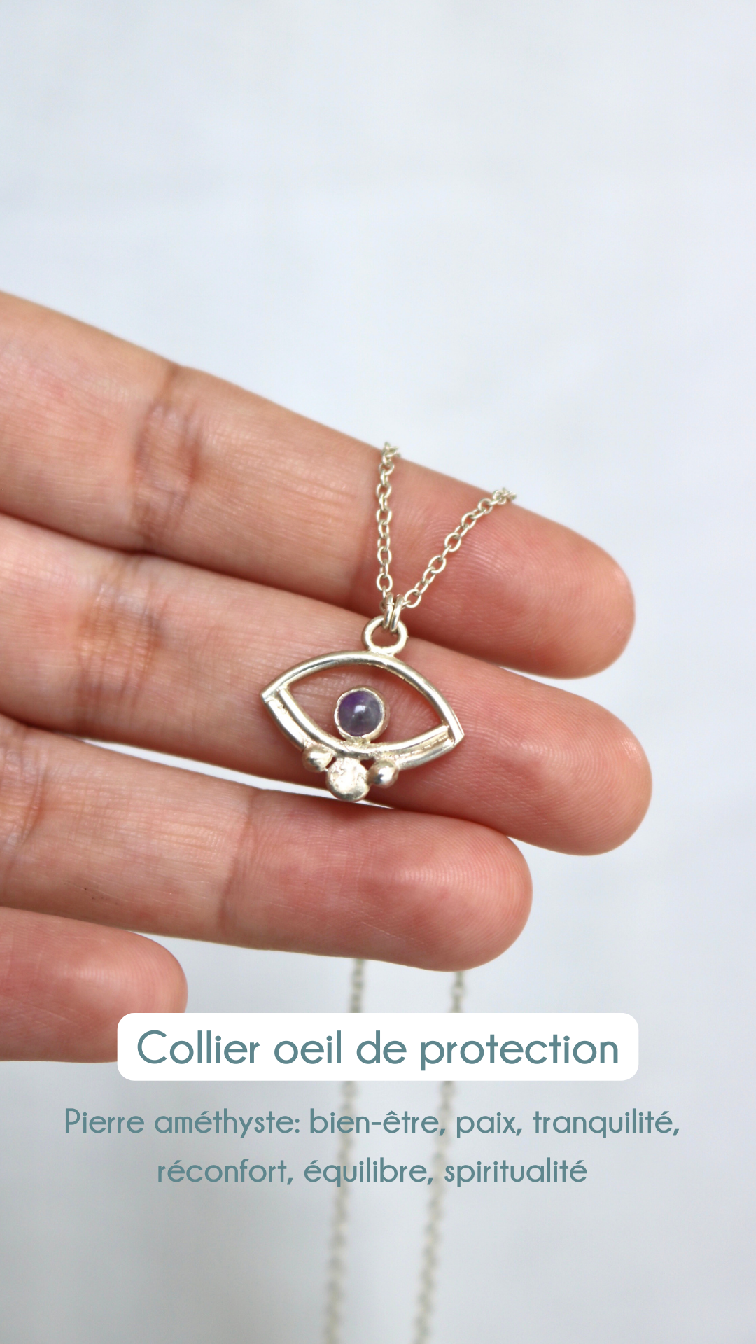 Collier Oeil de protection - Améthyste & Argent 925