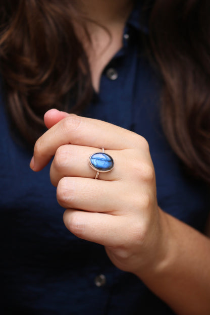 BAGUE ELI NAECO BIJOUX LABRADORITE PIERRE NATURELLE ARGENT 925 recyclé 5