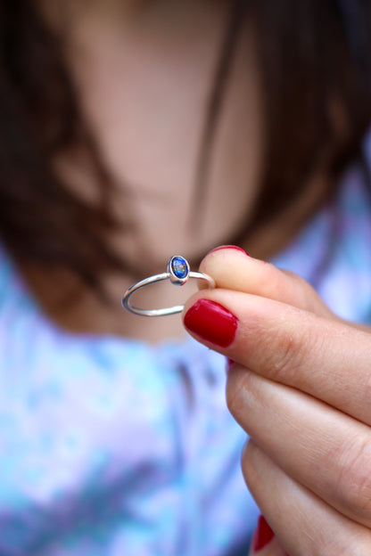 Bague Anne NAECO bijoux lapis lazuli pierre naturelle bleu argent recyclé lithothérapie