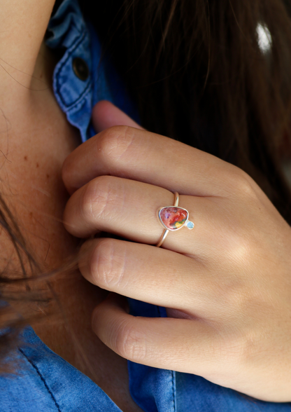 Bague Chant des sirènes - Opale mexicaine & Argent - Taille ajustable