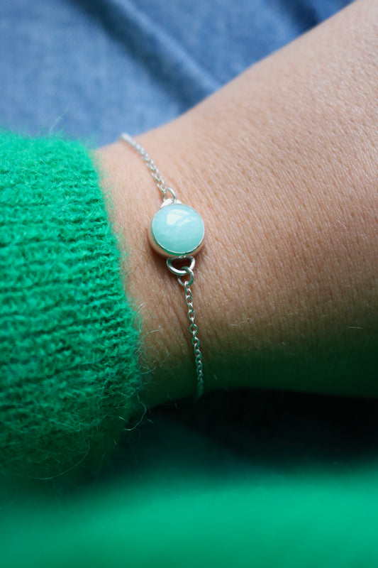 Bracelet simple -  Amazonite (grande) et argent 925