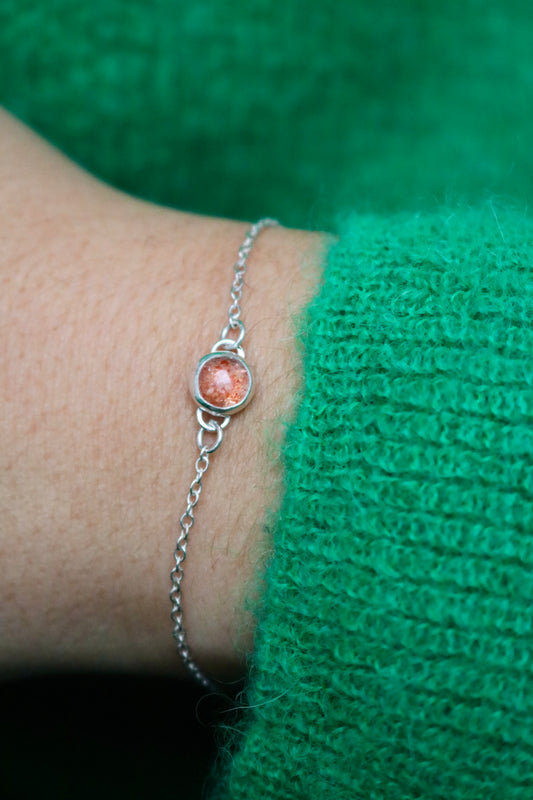 Bracelet simple -  Pierre de soleil et argent 925