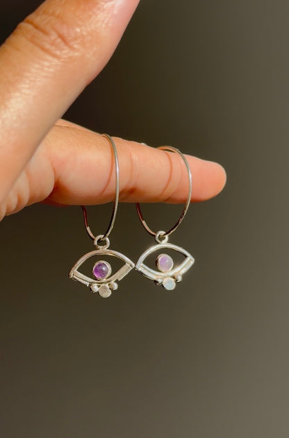 Boucles d'oreilles Oeil de protection - Argent 925 & Améthyste