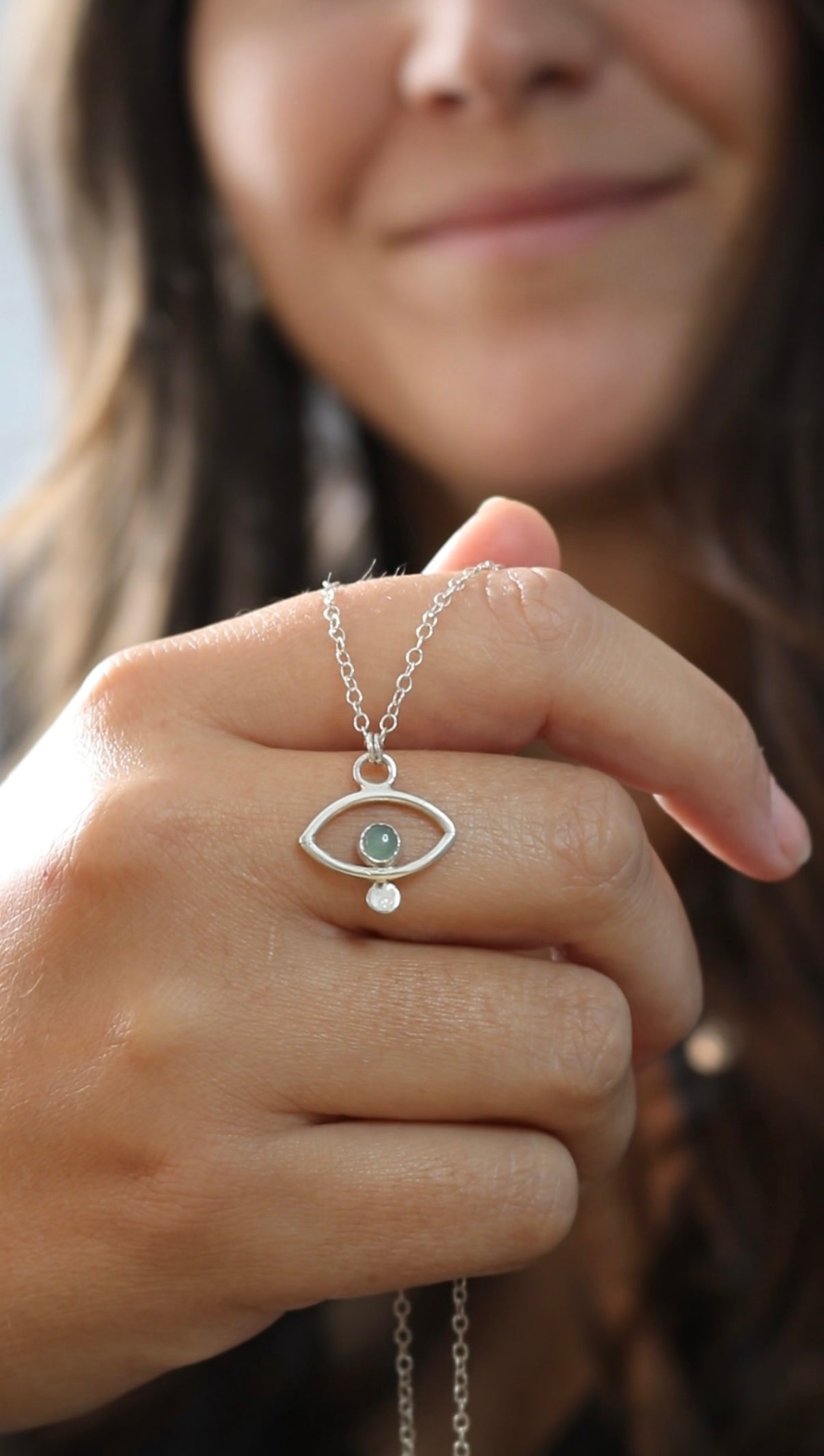 Collier Oeil de protection - Aventurine & Argent 925