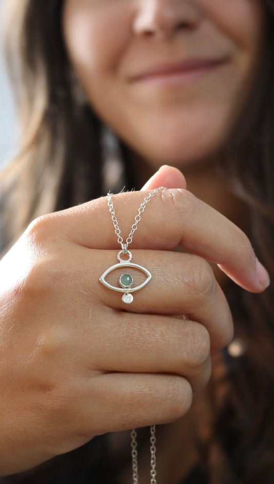 Collier Oeil de protection - Aventurine & Argent 925