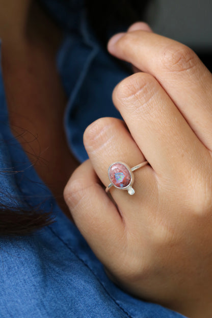 Bague Abyssale - Opale mexicaine & Argent 925