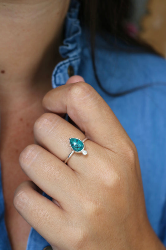 Bague Enchantement - Chrysocolle & Argent - Taille ajustable