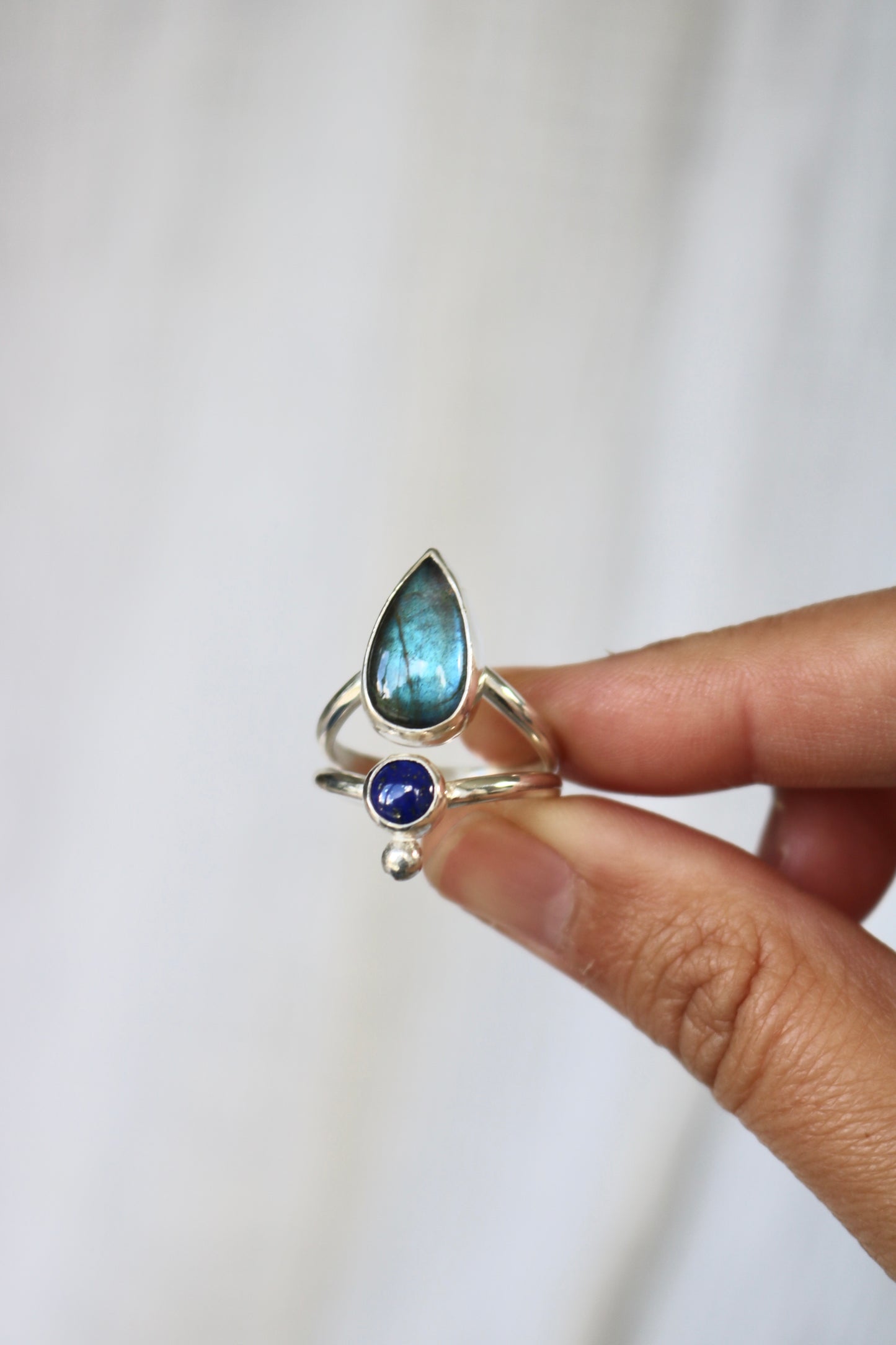 Bague - Labradorite, Lapis Lazuli, Argent 925 - Taille 58