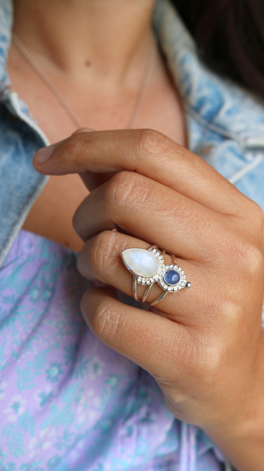 Bague Voix intérieure - Pierre de lune & tanzanite - Taille 56