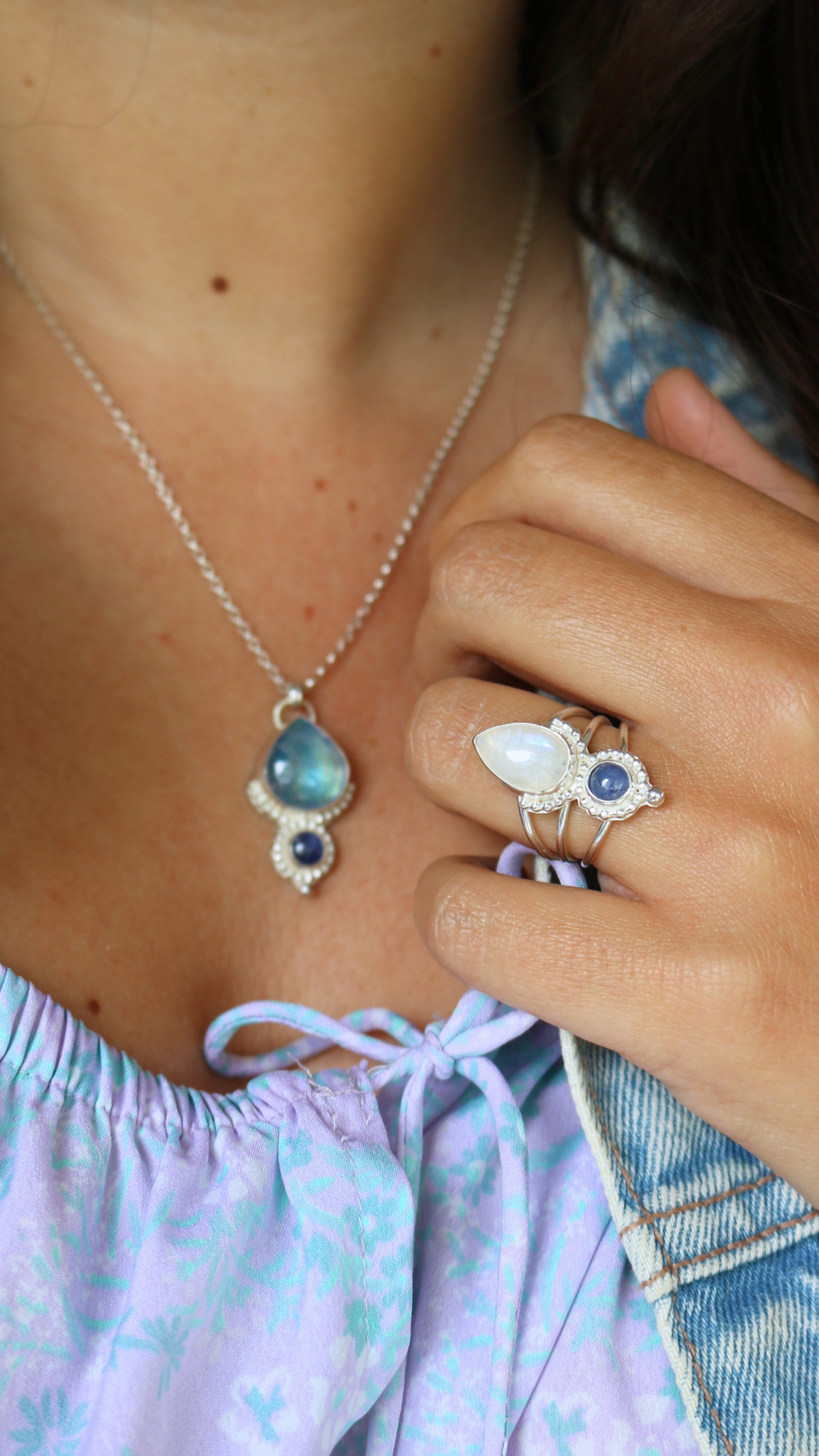 Bague Voix intérieure - Pierre de lune & tanzanite - Taille 56