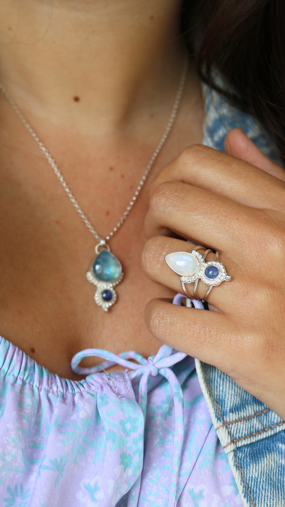 Bague Voix intérieure - Pierre de lune & tanzanite - Taille 56