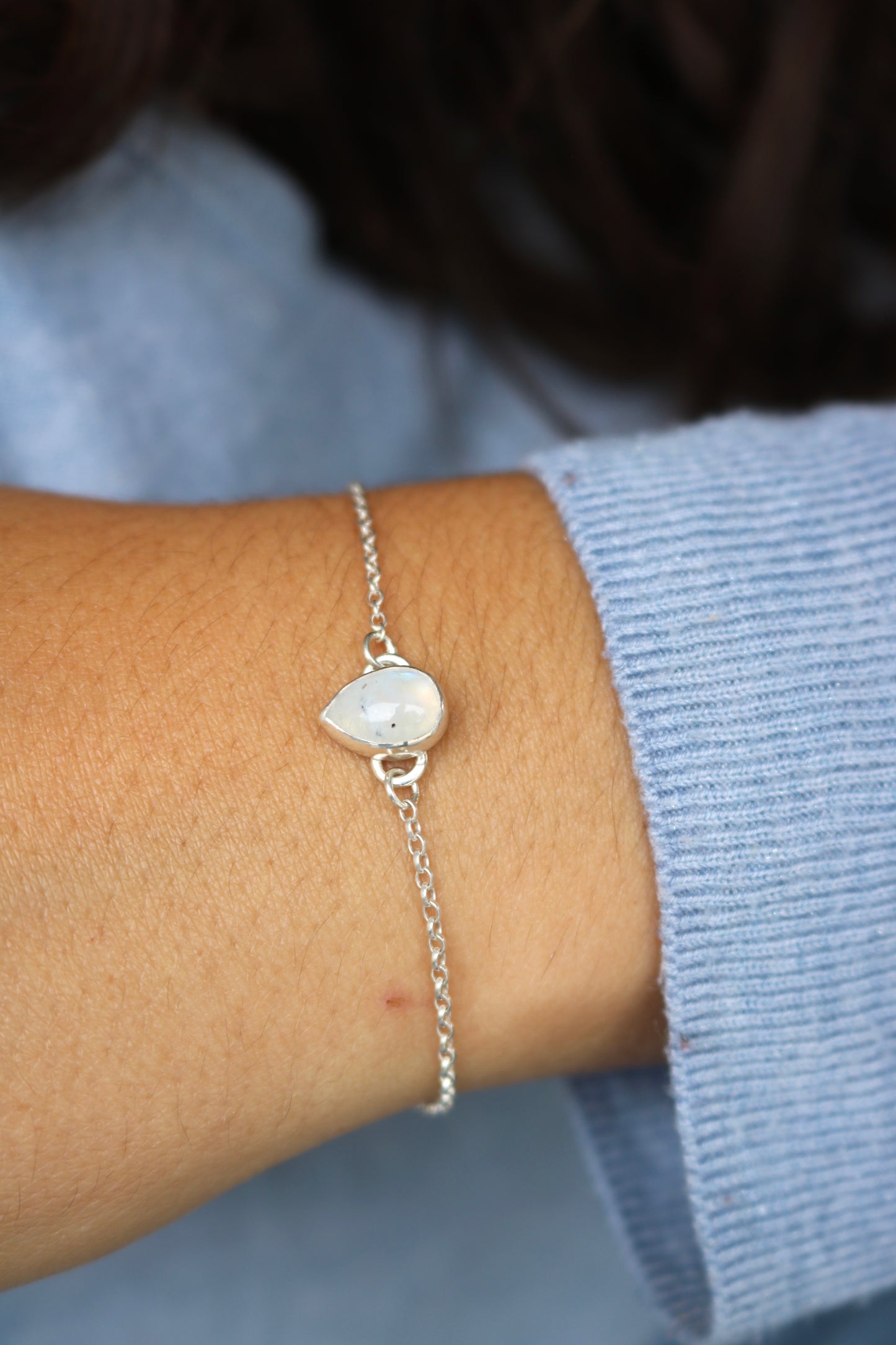 Bracelet Goutte d'océan - Pierre de lune & Argent 925