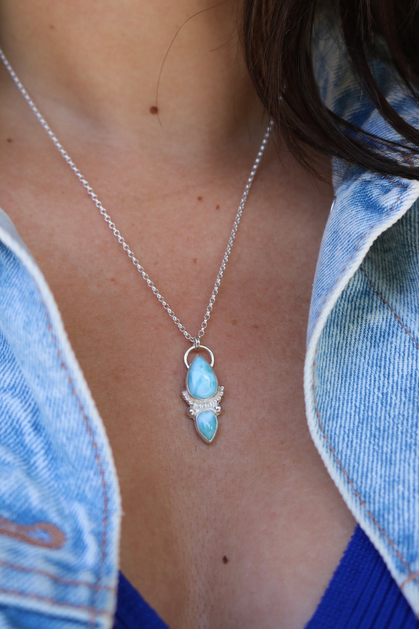 Collier - Talisman Océan - Larimar & Argent 925