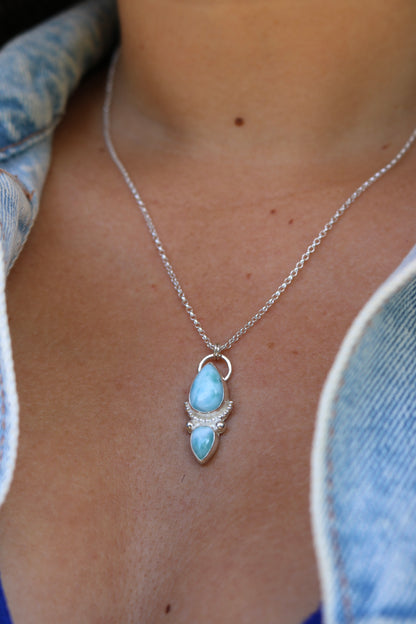 Collier - Talisman Océan - Larimar & Argent 925